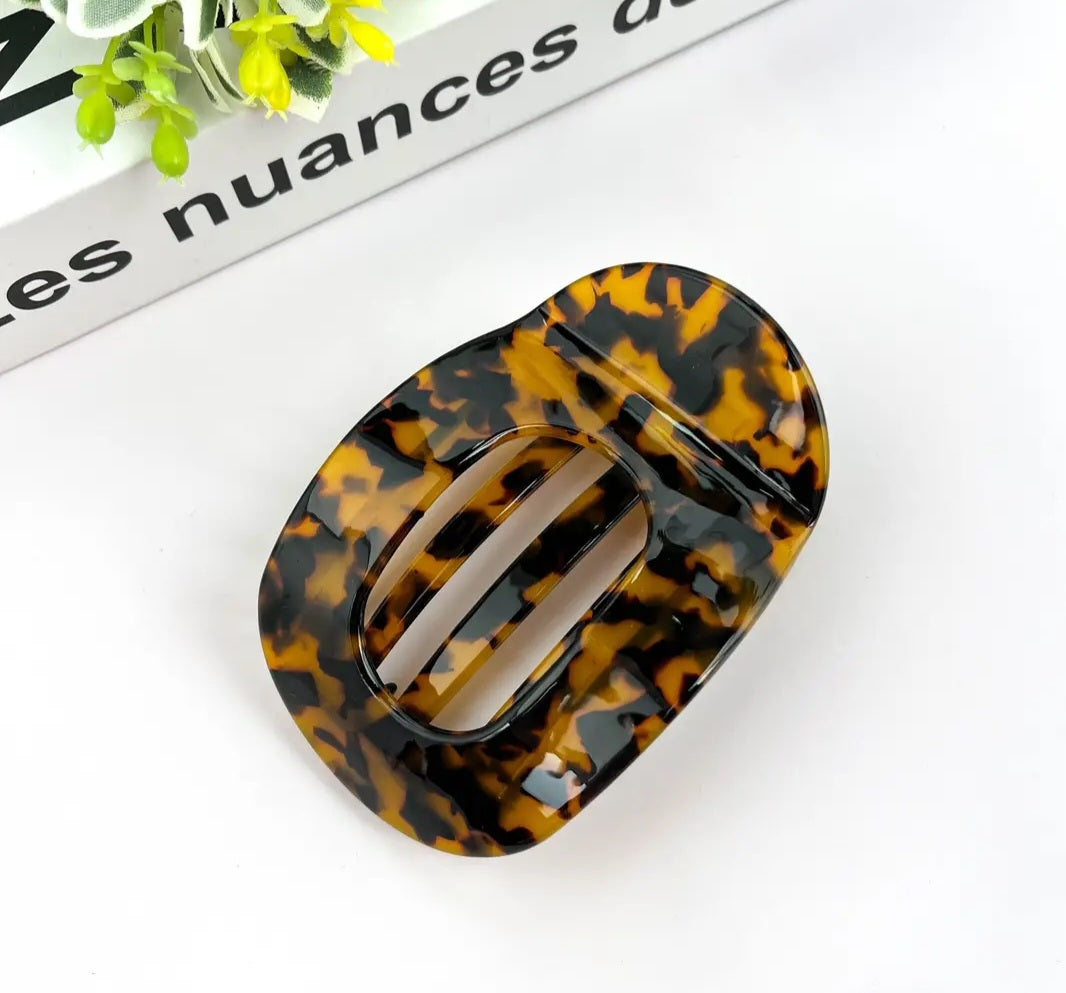 Flat Hair Clips Dark Leopard