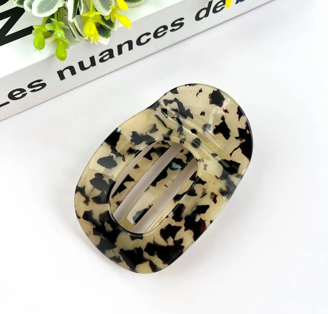 Flat Hair Clips Khaki Leopard