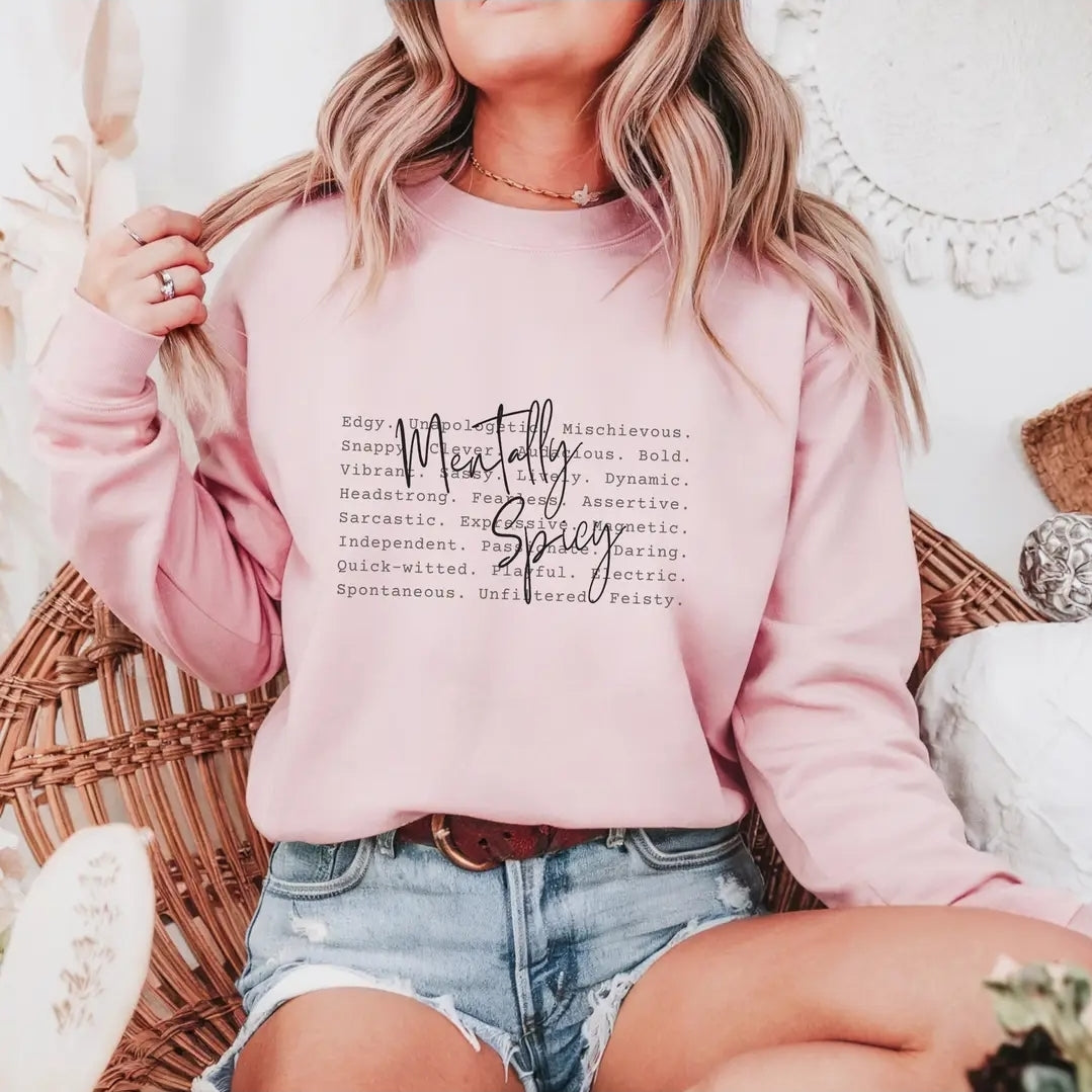 Mentally Spicy Definition Crewneck Graphic Sweatshirt