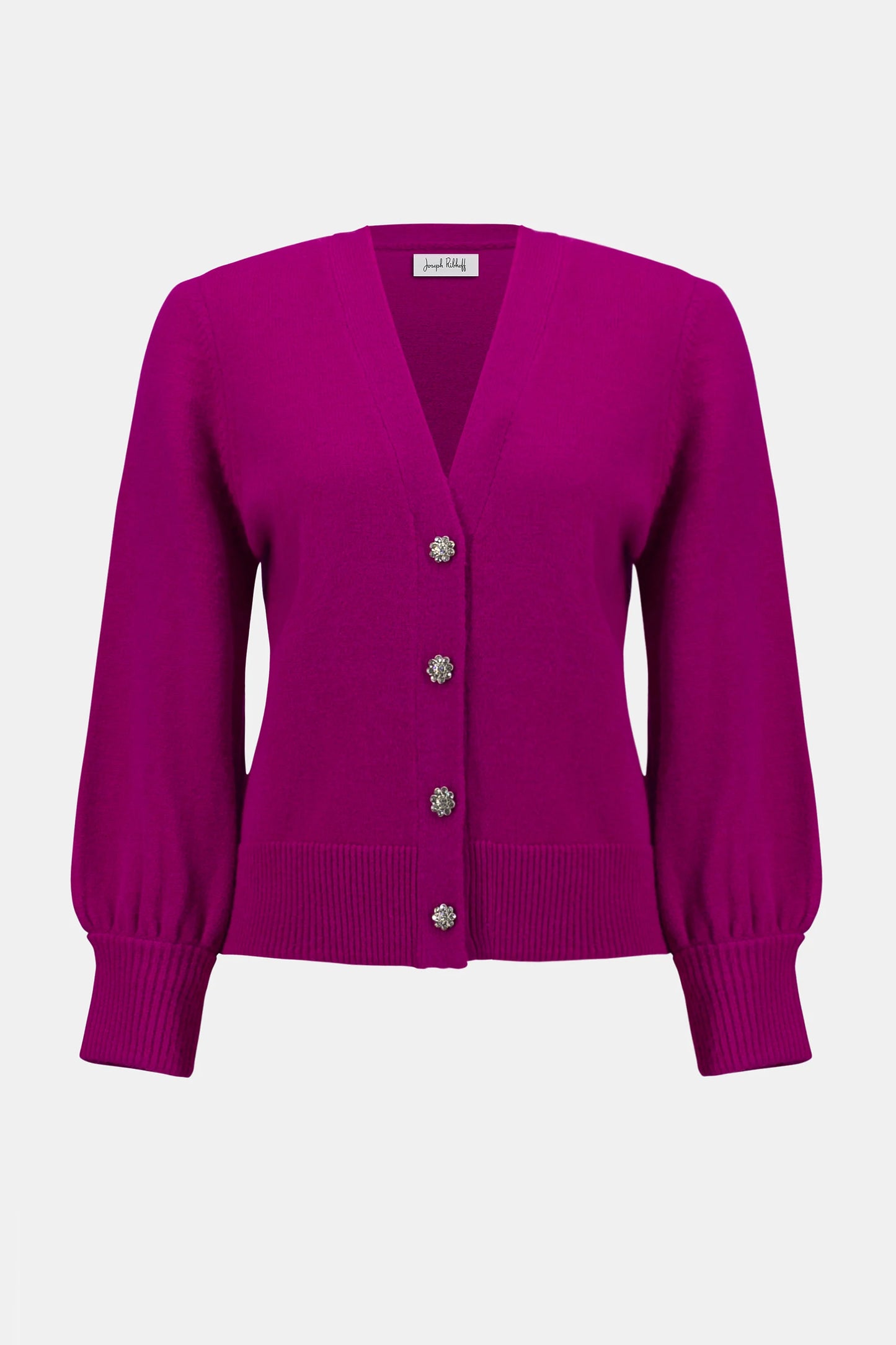 Sweater Knit Cardigan with Puff Sleeves