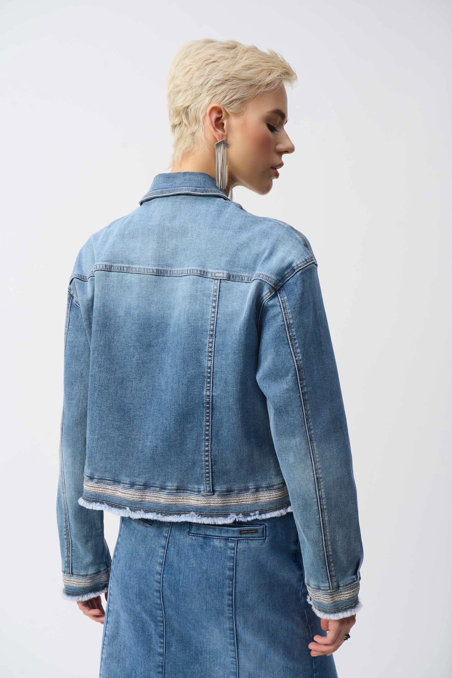 Stretch Denim Jacket with Embroidery 251953