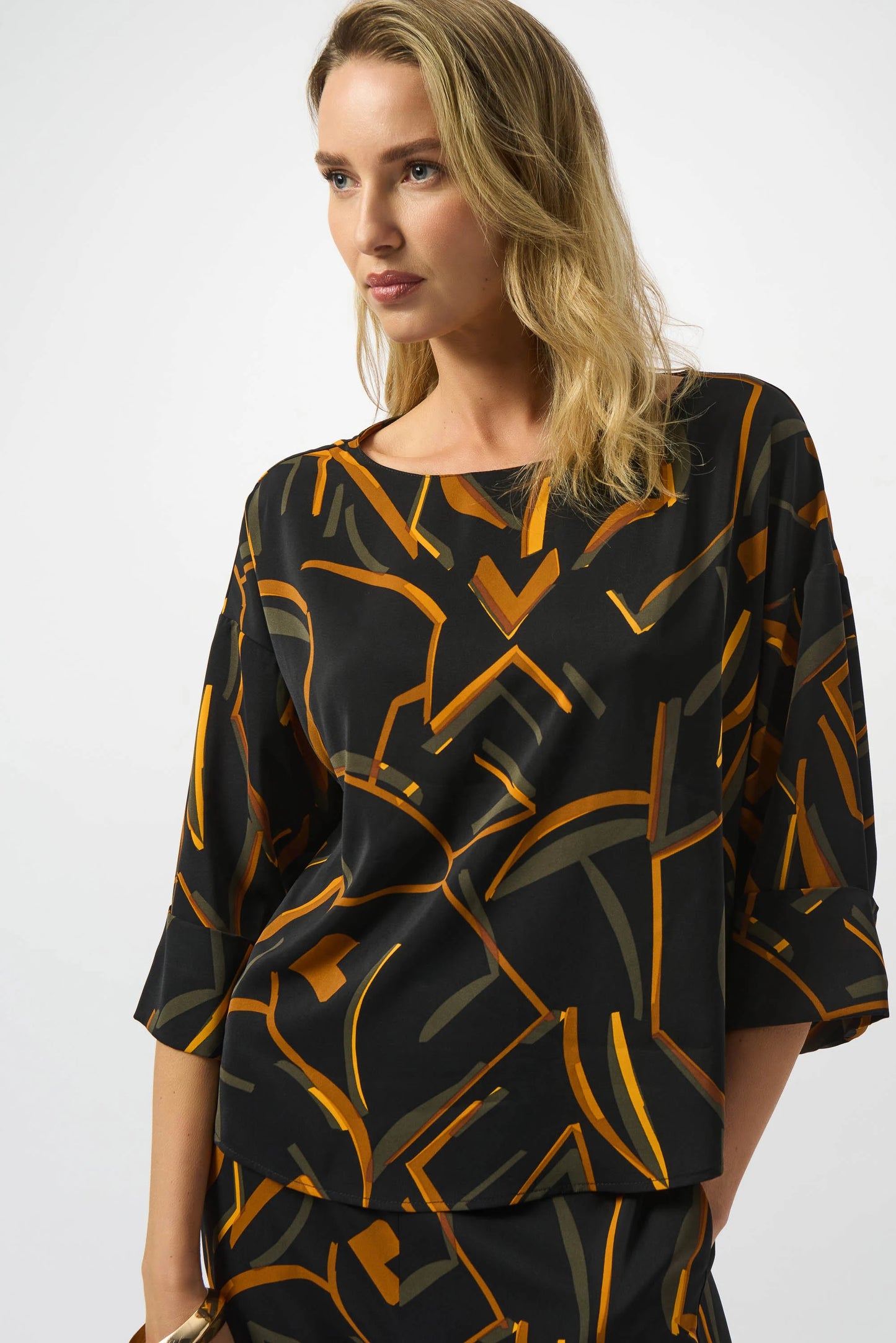 Woven Geometric Print Boxy Top
