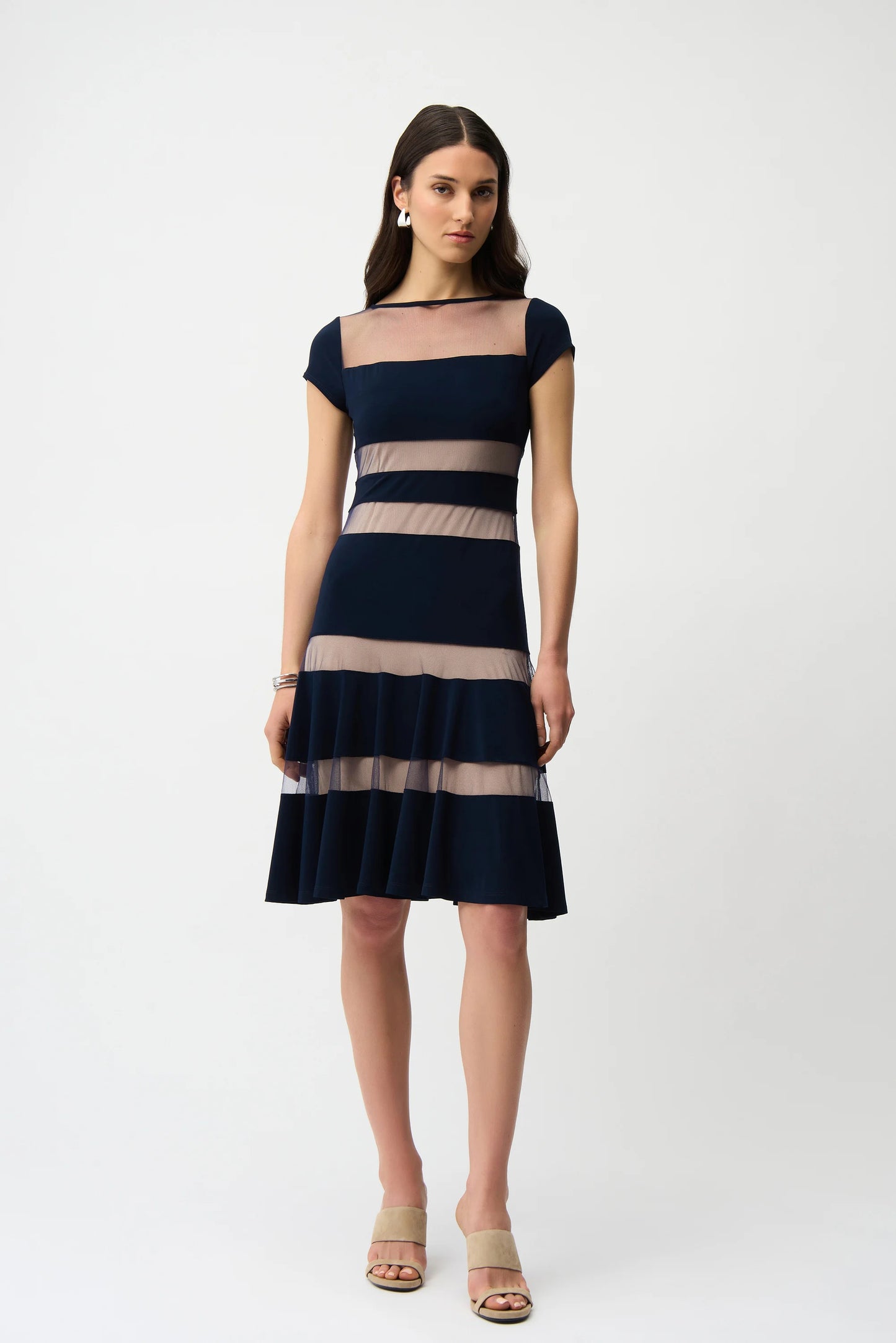 Silky Knit Fit and Flare With Mesh Inserts - Joseph Ribkoff Dress