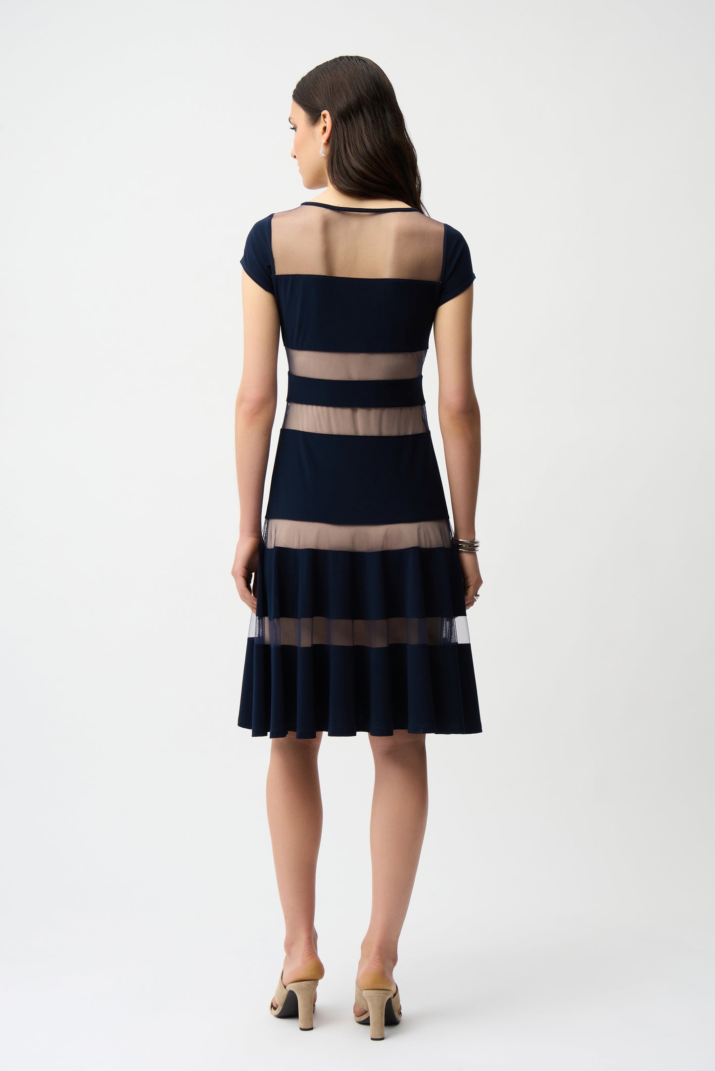 Silky Knit Fit and Flare With Mesh Inserts - Joseph Ribkoff Dress