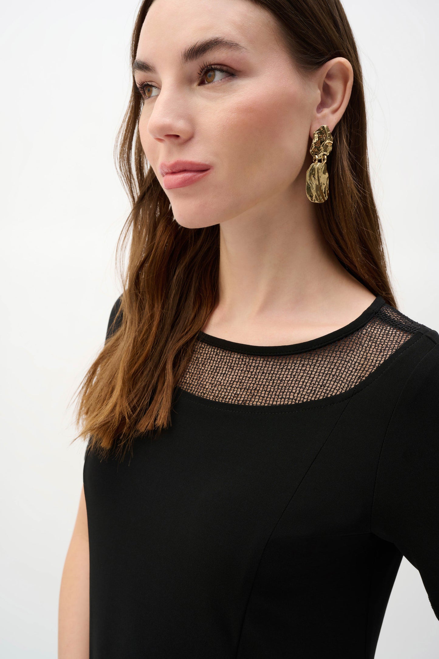 Silky Knit And Mesh A-Line Dress