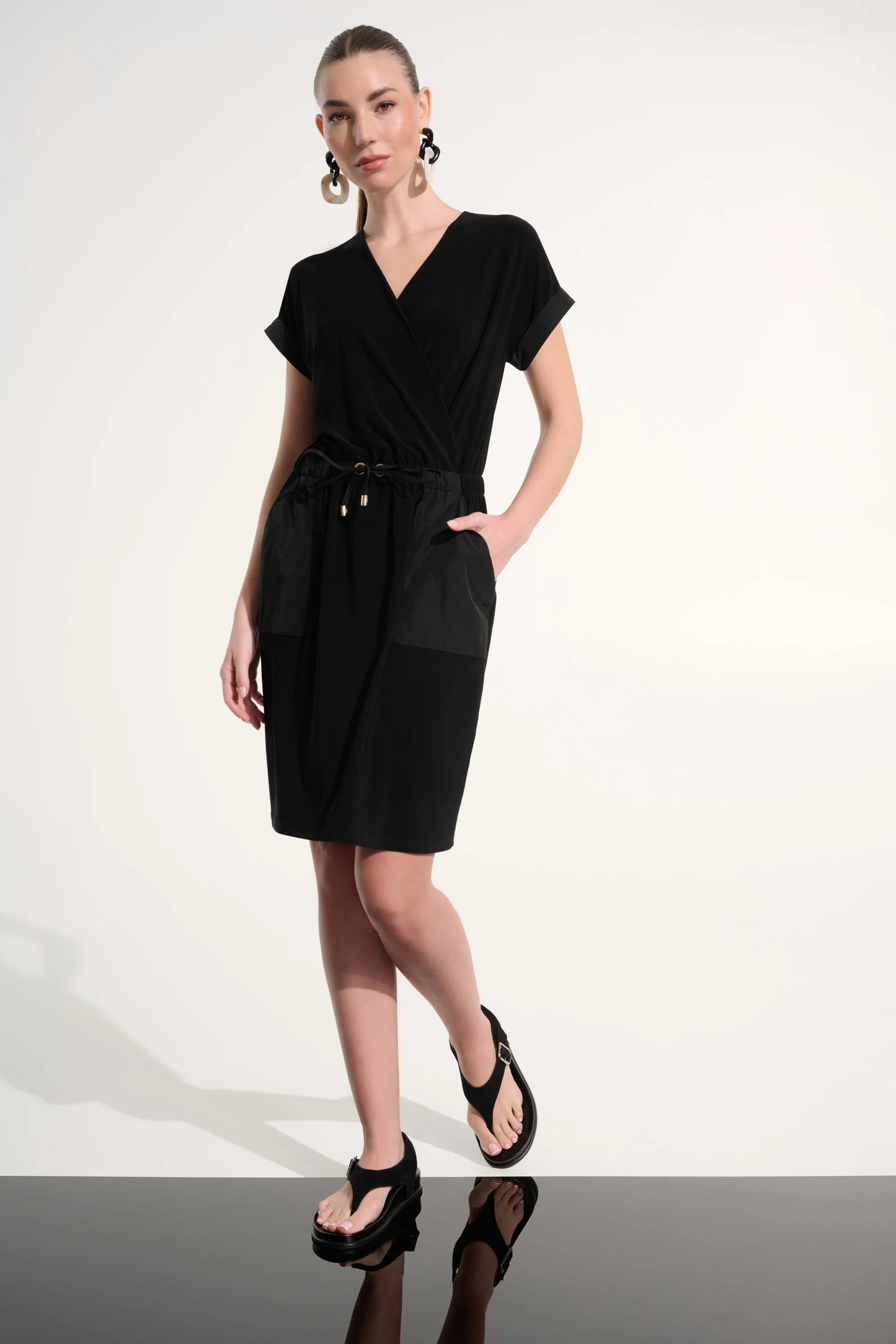 Silky Knit And Memory Straight Wrap Dress