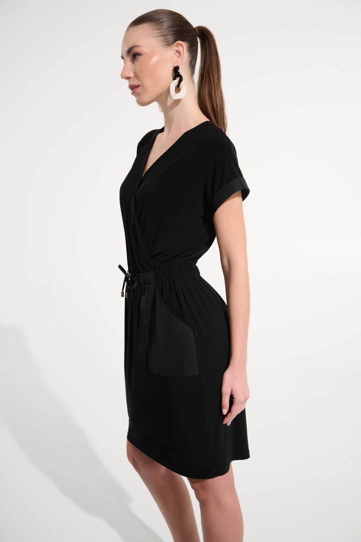 Silky Knit And Memory Straight Wrap Dress