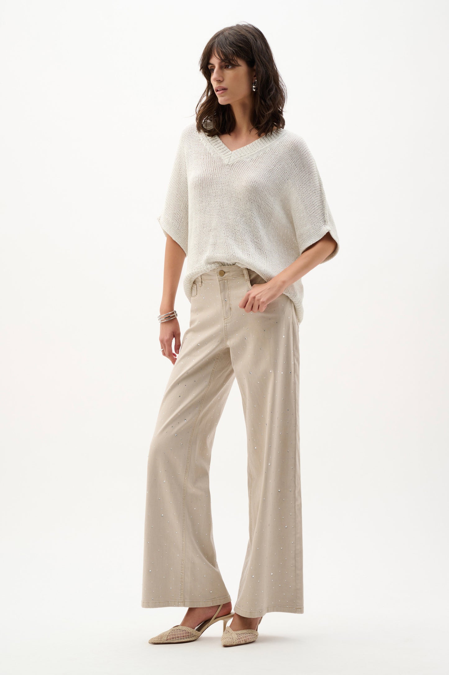 Viscose and Lurex Sweater Knit Relaxed Top