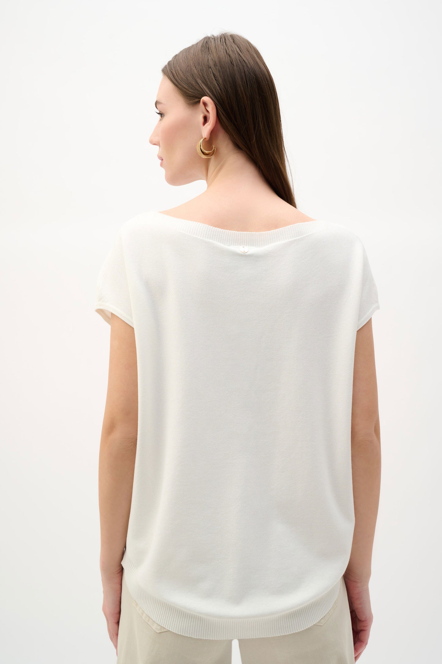 Viscose Sweater Knit Top With Embroidered Flowers