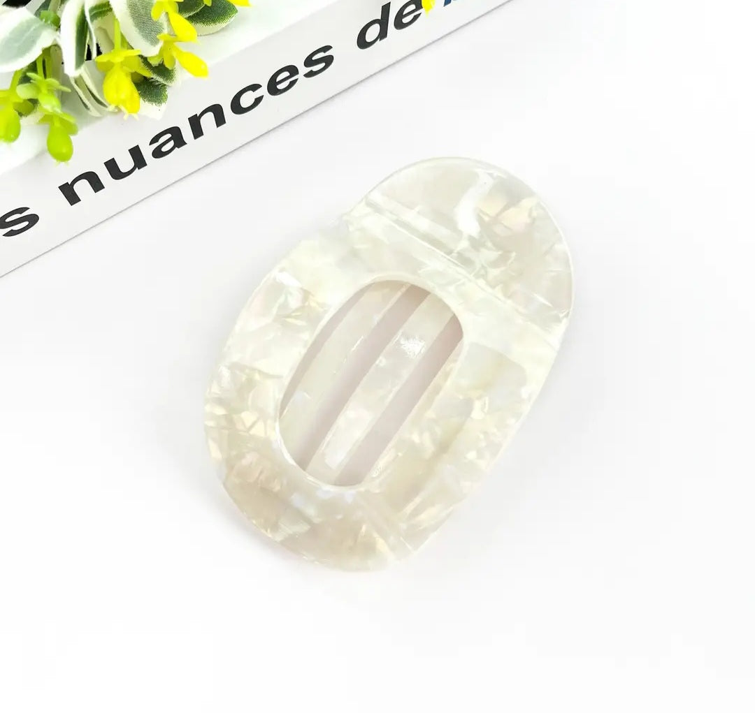 Flat Hair Clip White Pearl