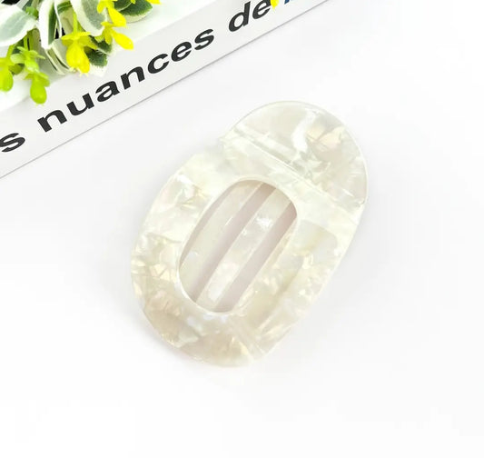 Flat Hair Clip White Pearl