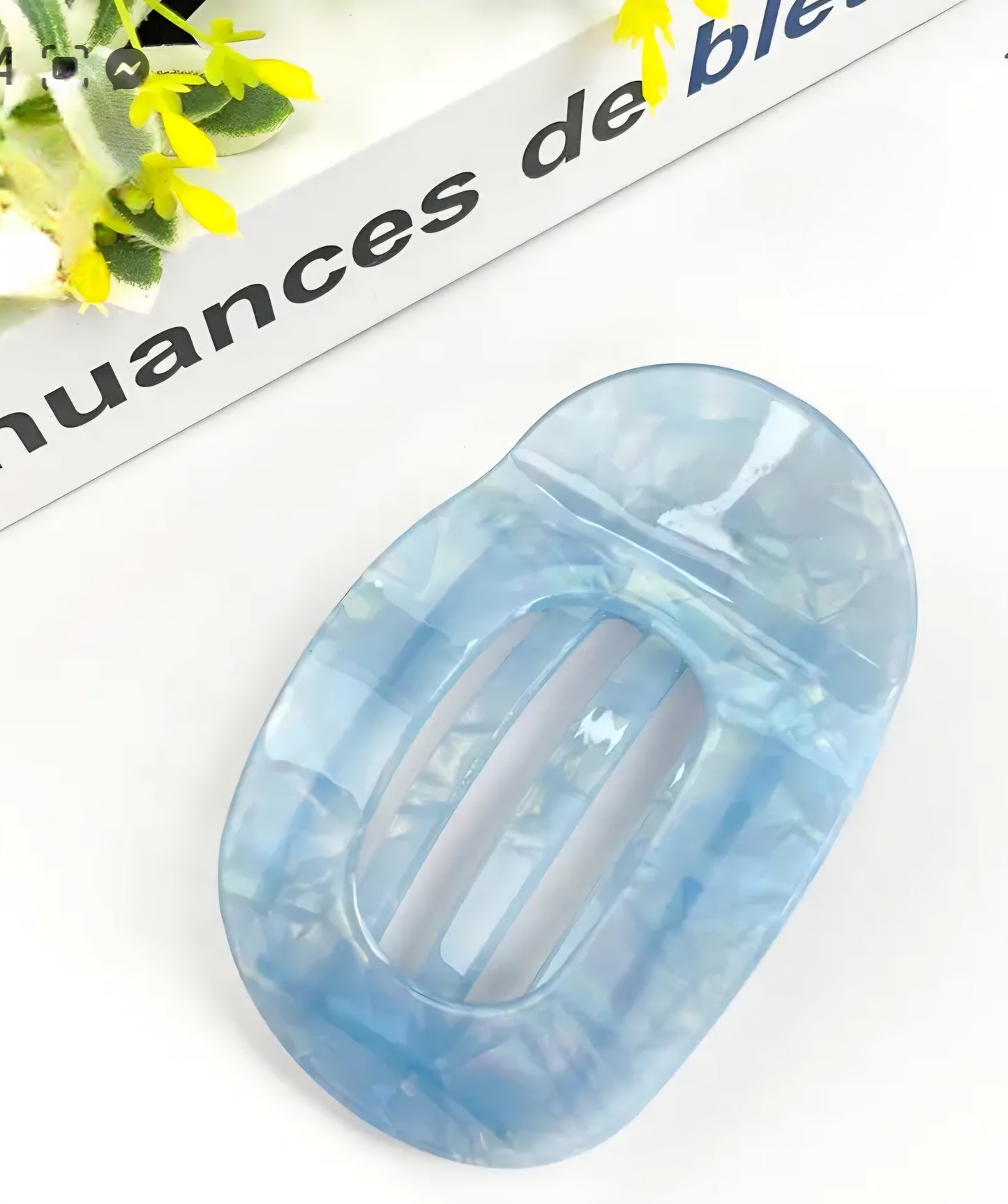 Flat Hair Clips Blue Pearl