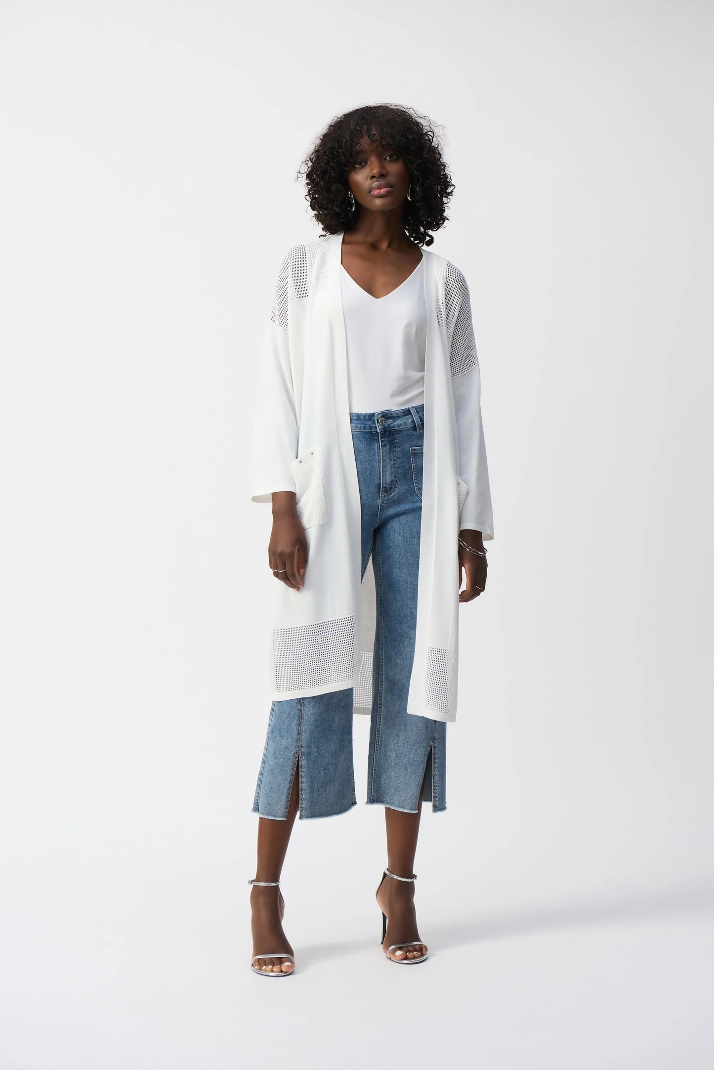 Sweater Knit Cover-Up With Pointelle Detail