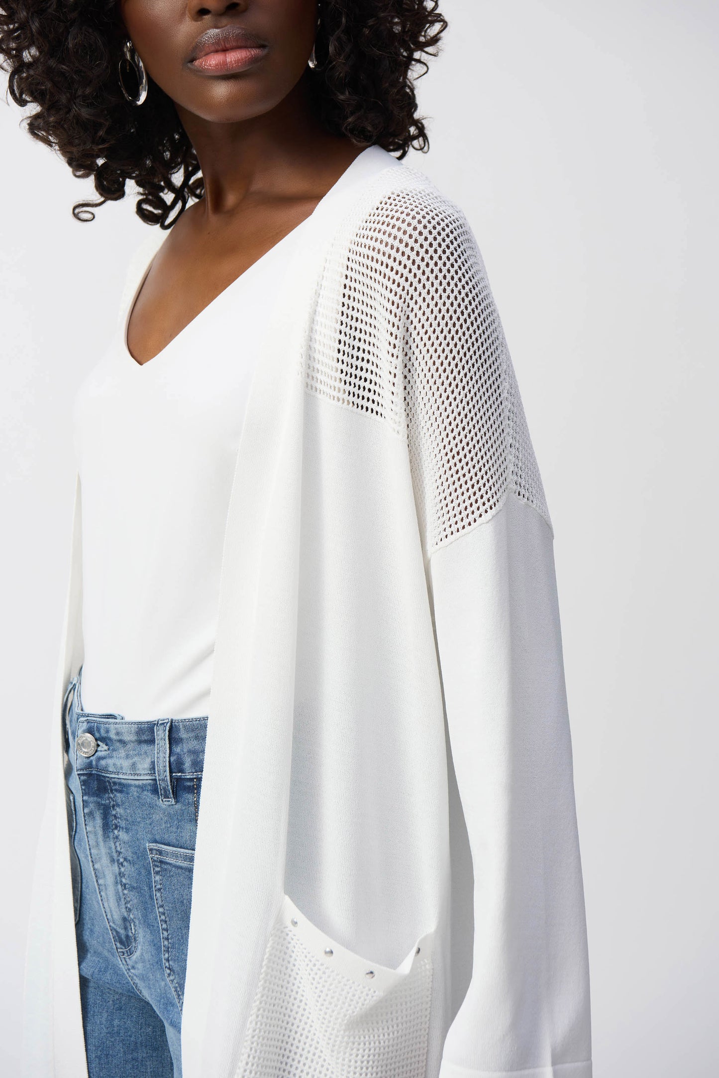 Sweater Knit Cover-Up With Pointelle Detail