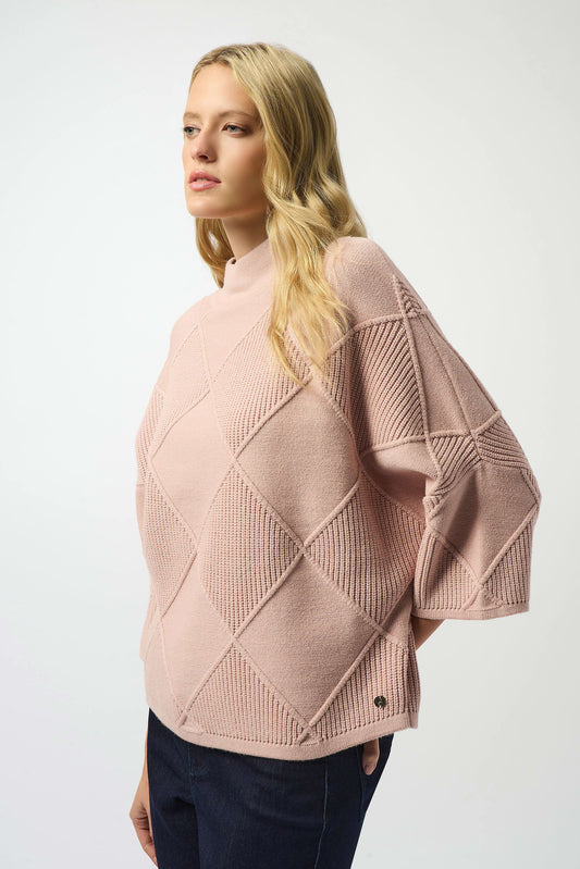 Textured Sweater Knit Mock Neck Pullover