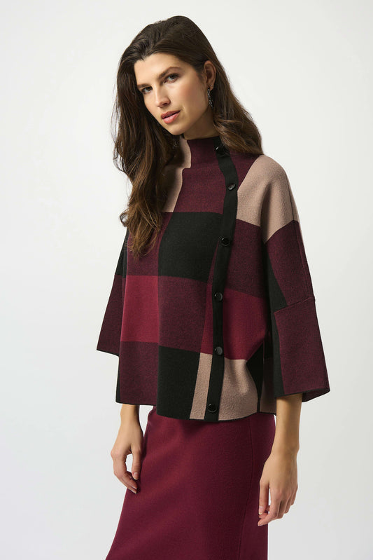 Plaid Jacquard Sweater Knit Top