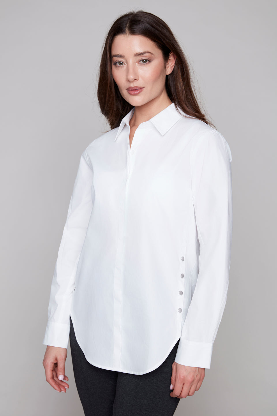 Carre Noir Classic Side-Button Cotton Shirt